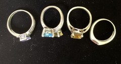 Vintage Sterling Silver Ring Lot of 4 Signed SS, RSC GEMS & Sz. Varies C11