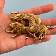 Vintage Animal Brooch Pin Lot Gold Tone Elephant Giraffe Lion Zebra Noahs Ark