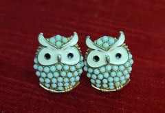 Vintage Clip On Owl Earrings