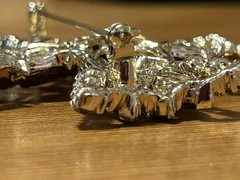 Signed Vintage 70s WEISS RARE 2-1/2” Maltese Cross Orange Austrian Crystals