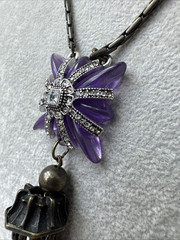Purple Goth pendant Jellyfish Octopus Mermaid Vintage Jewelry ~necklace UNIQUE