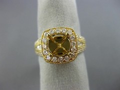 LARGE 1.52CT DIAMOND 14KT YELLOW GOLD 3D SQUARE HALO SEMI MOUNT ENGAGEMENT RING