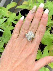 Antique Circa 1900’s Cluster Ring 2.3 Ct Simulated Diamond 14k Yellow Gold Over