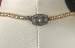 Vintage Champagne Graduated Pearl Necklace 16” Classic Elegant Clasp