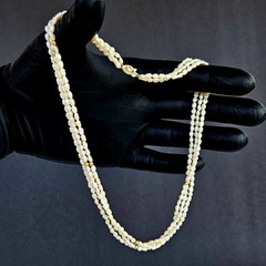 Vintage 14K Gold Three Strand Freshwater Pearl Bead Necklace