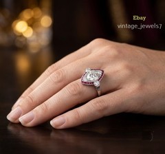 14K White Gold Over 2.90CT Round Lab Created Diamond Vintage Halo Art Deco Ring