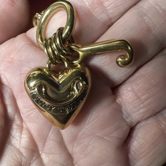 Vintage Juicy Couture Banner Puffy Heart Link Gold Tone Necklace