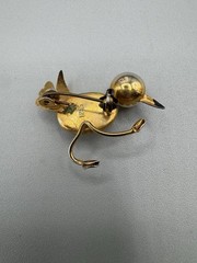 Vintage Jewelry Tiny Animated Bird Hand Painted Spain BROOCH PIN Blue