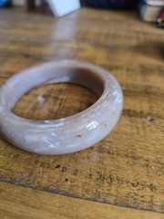 Vintage Chunky Bangle Bracelet Marble Stone Effect Beige Brown White