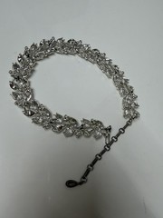 Lisner Signed Necklace Vintage White Enamel With Rhinestones