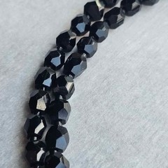 Vintage Double Strand Jet Black Faceted Bead Necklace