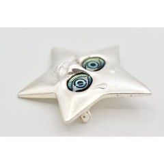 Danecraft Vintage Star Eyes Pin Brooch Staring Face Silver Signed NOS 80s BinA4