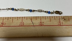 Vintage Gold And Blue Beaded Necklace 14/20 GF Lobster Clasp Estate Find 23 Inch