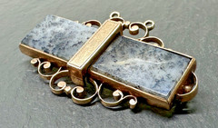 RARE ANTIQUE 14K SCOTTISH DENDRITIC (MOSS) AGATE BROOCH M940