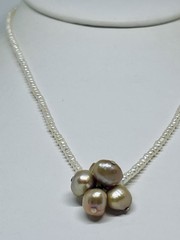 Vintage Creamy Pearls Irregular Baroque Freshwater Pearls Center 925 Hangtag 16”