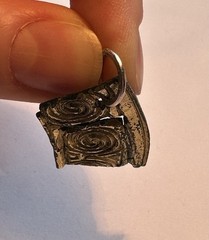 Viking Celtic Gilded Copper Curved Scroll Charm Pendant COA 022645 silver