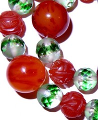 Antique Glass Bead Necklace Bicone King Glass Beads – 32in
