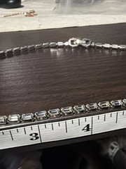 Vintage Baguette Necklace Jeweled Choker Crystal Rhinestone 16.5” Silver Tone