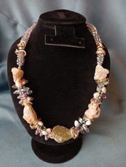 Raw Prehnite Aurora Borealis Crystal Natural Gemstone Necklace Bold Statement