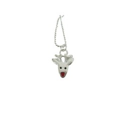 Vintage Silvertone Reindeer Pendant Necklace Deer Silver Tone 52635