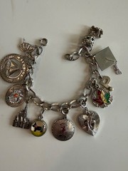 Vintage Sterling Silver Girls Charm Bracelet 11 Charms Ballerina Florida Disney