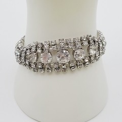 La Rel Rhinestone Clear Sparkling Wide Multi Stone Fancy Dress Vintage Bracelet
