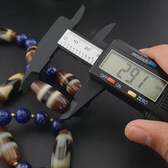 Vintage Tibetan Agate & Lapis Lazuli Necklace Zigzag Pattern Beads 22in