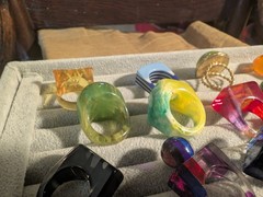 40+ Vintage Bakelite Lucite Etc plastic ring collection! Many sizes & designs!