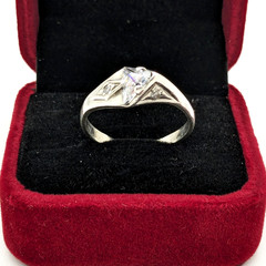 Vintage Elegant RING Silver 925 with Bright Stone -size: 10.5US (20mm) Ukrain#38