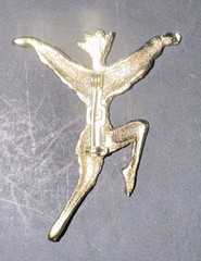 Gold Tone Dancer Brooch Mid Century Russian Ballet Ballerina Pin Vintage MCM