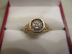 VINTAGE 10K YELLOW/WHITE GOLD DIAMOND FLORAL FILIGREE DOME RING Sz 6.25 – 2.88g