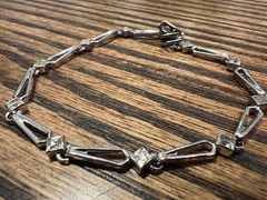 Antique Designer Rhinestone Sterling Silver Bracelet 7 Inches