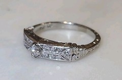 Antique Art Deco Platinum Diamond Wedding Engagement BAND Ring Estate Fine