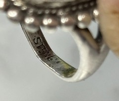 Vtg Navajo Sterling Silver 925 Jasper Marquise 24mm Long Split Band Ring Size 4