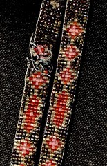 1920s Flapper Deco Sautoir Necklace, Very Good Antique Condition, Ecru/Blue/Pink