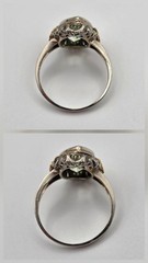 VTG La France 14K Tri-Tone Gold Lab-Created Glowing Green Spinel Ring 6.5 *READ