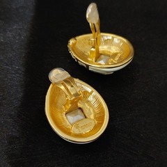Vintage Trifari Ivory Enamel Multi-Gemstone Brooch & Earrings Set