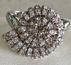 Spiral Shell Style Statement Cocktail Ring Cluster Clear Rhinestone Band Size 8