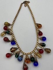VTG Museum Of Modern Art MMA Murano Glass Bead Necklace Gold Tone USA Flaw