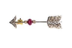 0.68ct Rose Cut Diamond Ruby Antique Victorian Look 925 Silver Wedding Brooch