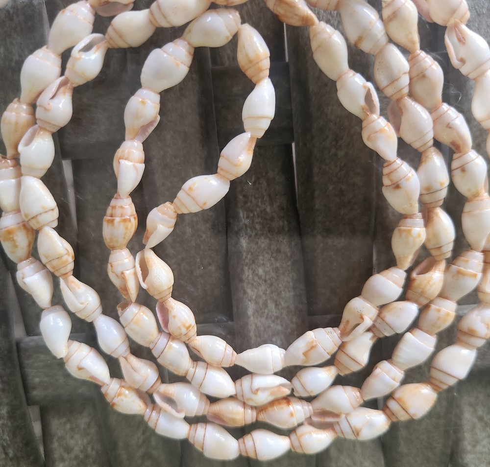 Vintage Natural Shell Bead Necklace Strand Approx 20″ Layering Coastal Boho Chic