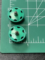 Vintage Green Enameled Metal Round Domed Earrings