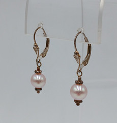 VTG 925 Pink Pearl Dangle Earrings 1.25in Drop Sterling Silver 2.3g Blush Estate