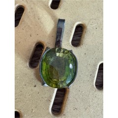 Vintage Natural peridot Gemstone Pendant oval cut olive green sterling silver