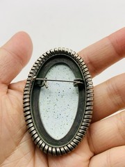 Vintage Silver Tone Russian Finift Hand Painted Porcelain The Snow Maiden Brooch