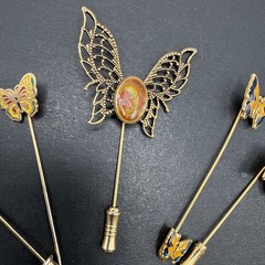 Lot Of Stick Pins – All Butterflies Silver Gold Tone Filigree Cloisonné J57