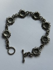 Vintage Sun Face Celestial Sterling Silver 925 Link Bracelet 8″ 19.8 Grams