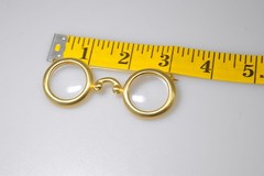 Brooch vtg satin gold tone eye glasses iconic John Lennon style large 3″ MA