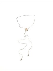 Woman’s Adjustable Slide Charm Bolo Lariat Necklace-Silver Tone W/ Brown Crystal