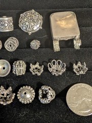 40 Beautiful Bali Jewelry Bead Lot With Two Pendants! 800-925 Silver! 3+ Oz!